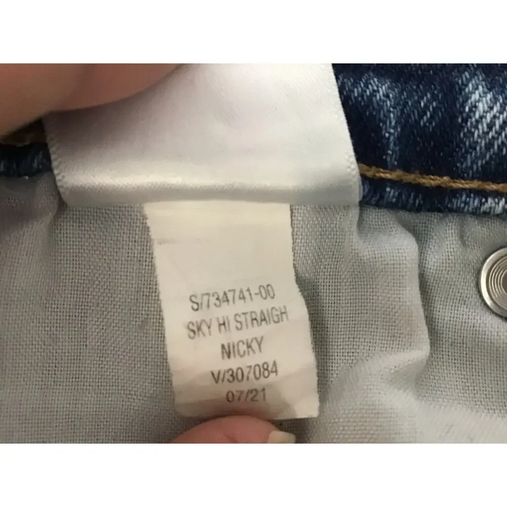 Old Navy Extra High Rise Sky High Straight Light Wash Jean Button Fly  14